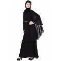 Cape abaya- Black-Grey Cape abaya- Black-Grey